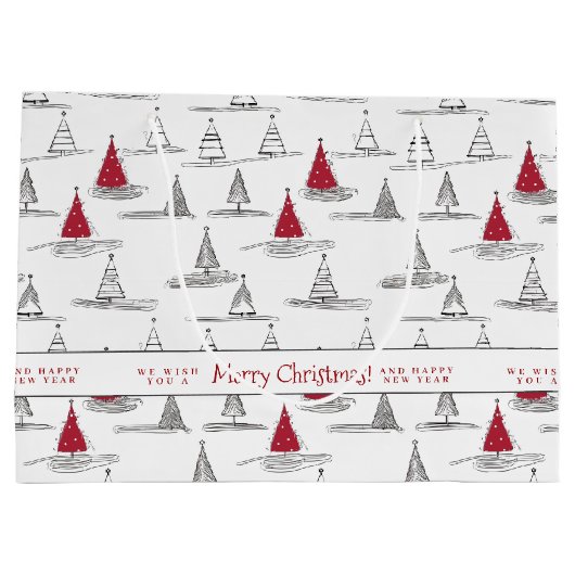 Rode Kerstboom Patroon#5 ID1009 Groot Cadeauzakje (Achterkant)