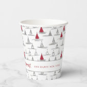 Rode Kerstboom Patroon#5 ID1009 Papieren Bekers (Achterkant)