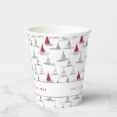 Rode Kerstboom Patroon#5 ID1009 Papieren Bekers (Rechts)