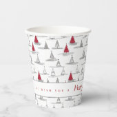 Rode Kerstboom Patroon#5 ID1009 Papieren Bekers (Voorkant)