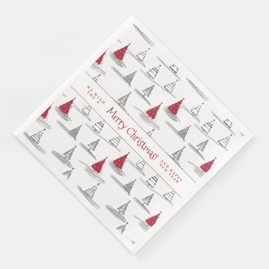 Rode Kerstboom Patroon#5 ID1009 Servet (Hoek)