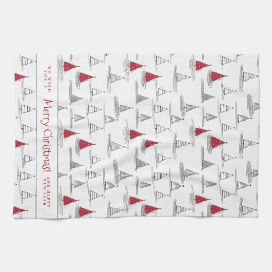 Rode Kerstboom Patroon#5 ID1009 Theedoek (Horizontaal)