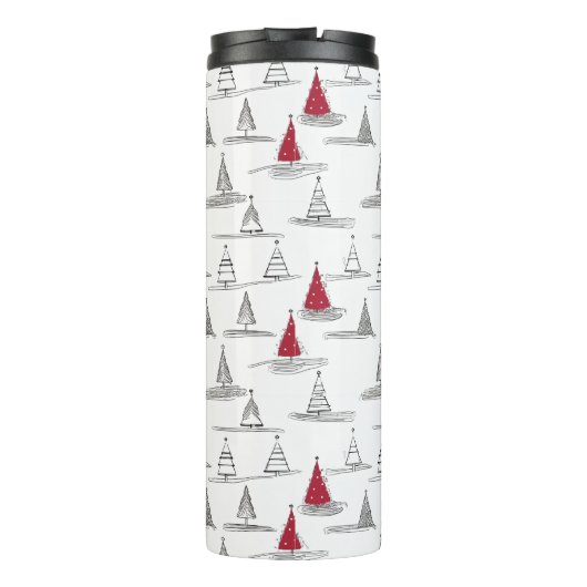 Rode Kerstboom Patroon#5 ID1009 Thermosbeker (Achterkant)