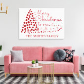 Rode kerstboom, persoonlijke familienaam Canva Canvas Afdruk (Insitu (Woonkamer))