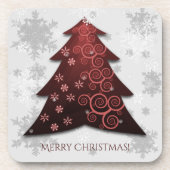 Rode kerstboom plastic Onderzetter (Voorkant)