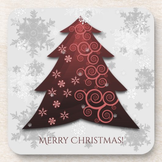 Rode kerstboom plastic Onderzetter (Voorkant)
