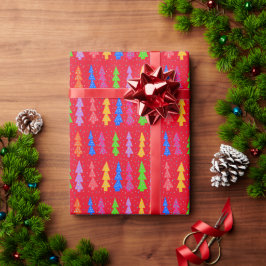 Rode Kerstboom Pop Art Cadeaupapier