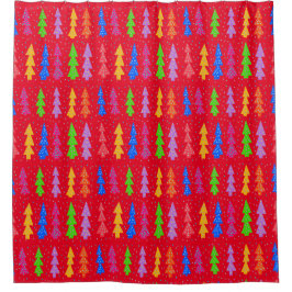Rode Kerstboom Pop Art   Douchegordijn