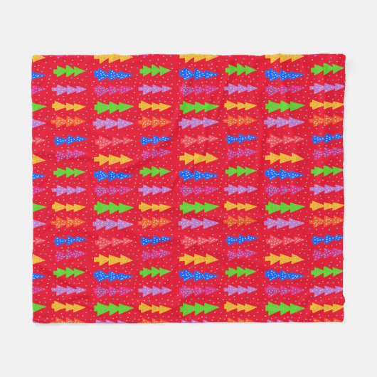 Rode Kerstboom Pop Kunst Fleece Deken (Voorkant (Horizontaal))