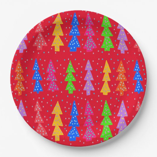 Rode Kerstboom Pop Kunst Papieren Bordje (Voorkant)
