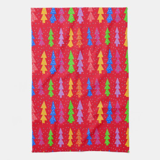 Rode Kerstboom Pop Kunst Theedoek (Verticaal)