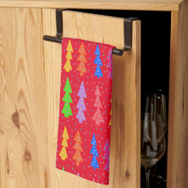 Rode Kerstboom Pop Kunst Theedoek