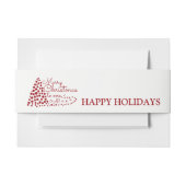 Rode kerstboom, Prettige feestdagen uitnodiging Uitnodigingen Wikkel (Voorkant Voorbeeld)