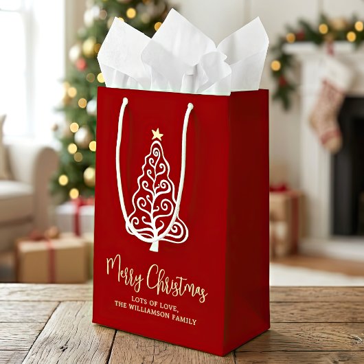 Rode Kerstboom Script Naam Pret Whimsisch Klein Cadeauzakje