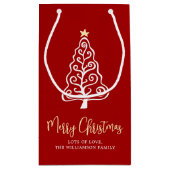 Rode Kerstboom Script Naam Pret Whimsisch Klein Cadeauzakje (Achterkant)