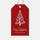 Rode Kerstboom Script Naam Whimsical Cadeaulabel (Voorkant)