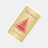 Rode Kerstboom Sneeuwvlokken Aangepaste Naam Goud Servet (Hoek)