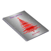 Rode Kerstboom Sneeuwvlokken Aangepaste Naam Zilve Notitieboek (Rechterzijde)