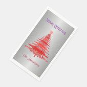 Rode Kerstboom Sneeuwvlokken Aangepaste Naam Zilve Servet (Hoek)