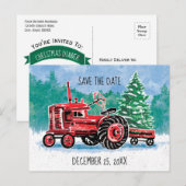 Rode  kerstboom sparen de Datum Aankondigingskaart (Voorkant / Achterkant)