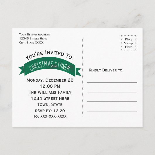 Rode  kerstboom sparen de Datum Aankondigingskaart (Achterkant)