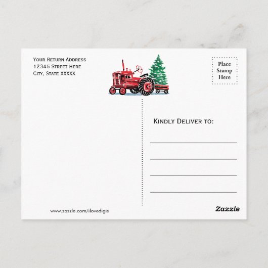 Rode kerstboom sparen de Datum Briefkaart (Achterkant)