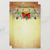 Rode kerstboom sterft gouden lampjes briefpapier (Voorkant / Achterkant)