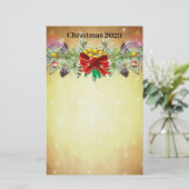 Rode kerstboom sterft gouden lampjes briefpapier (Staand voorkant)