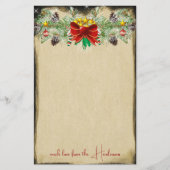 Rode kerstboom sterft gouden lampjes briefpapier (Voorkant)