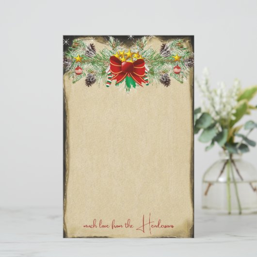 Rode kerstboom sterft gouden lampjes briefpapier (Staand voorkant)