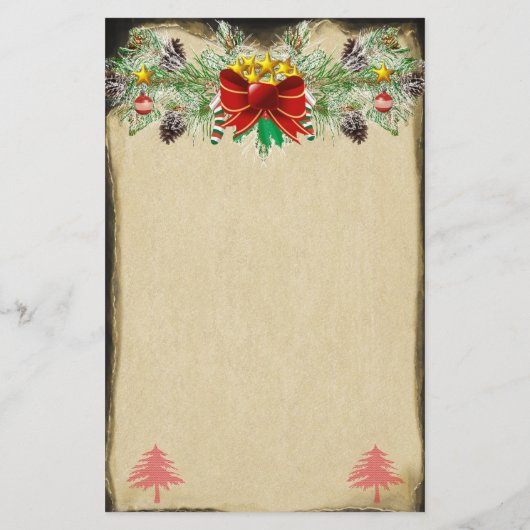 Rode kerstboom sterft gouden lampjes briefpapier (Achterkant)