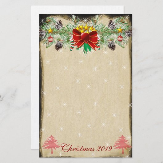 Rode kerstboom sterren licht Garland Briefpapier (Voorkant / Achterkant)