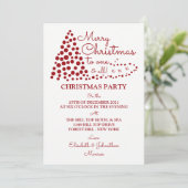 Rode kerstboom, uitnodiging voor kerstfeest (Staand voorkant)