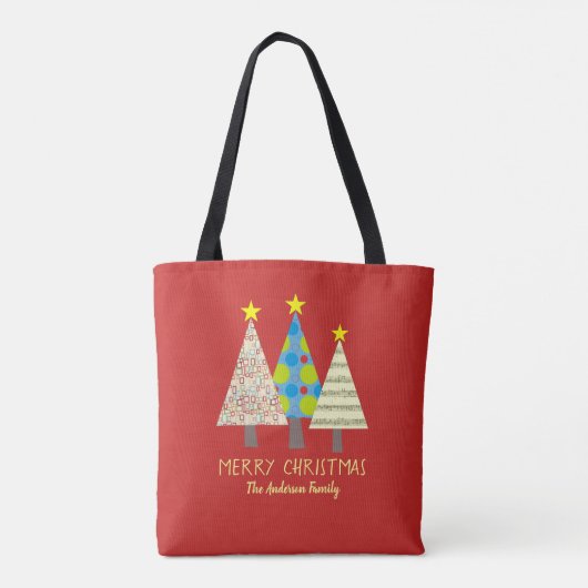 Rode kerstboom vakantie tote bag (Achterkant)
