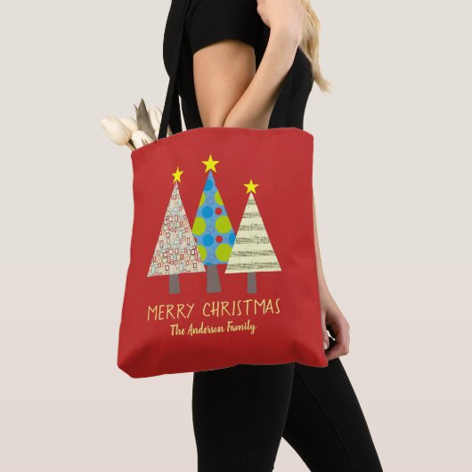 Rode kerstboom vakantie tote bag (Dichtbij)