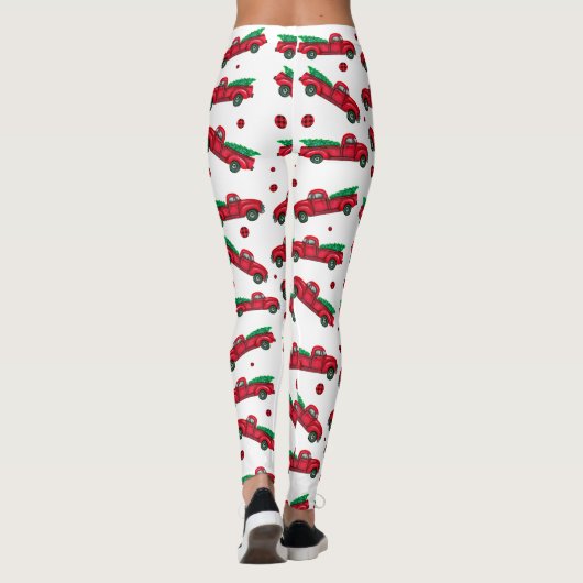  rode kerstboom vrachtwagen Leggings (Achterkant)