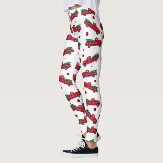  rode kerstboom vrachtwagen Leggings (Links)