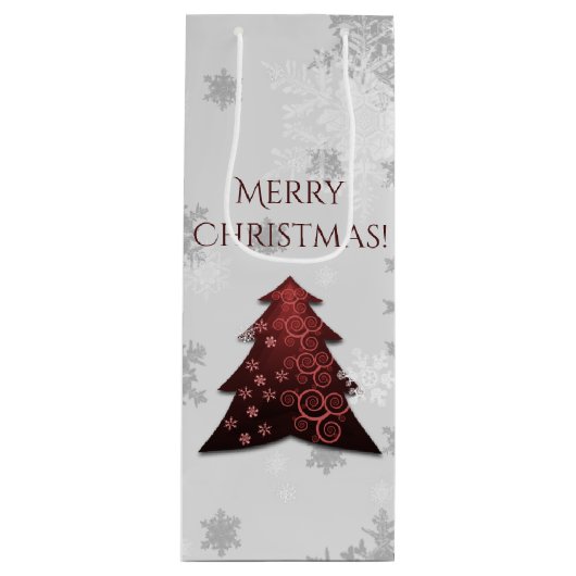 Rode kerstboom Wine Gift Bag Wijn Cadeautas (Voorkant)