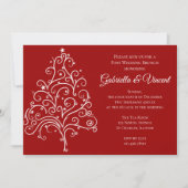 Rode Kerstboom Winter Bruiloft Brunch na de Bruilo Kaart (Voorkant)