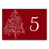 Rode Kerstboom Winter Bruiloft Tafel Nummers Kaart (Achterkant)