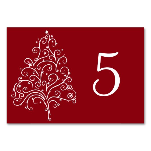 Rode Kerstboom Winter Bruiloft Tafel Nummers Kaart (Achterkant)