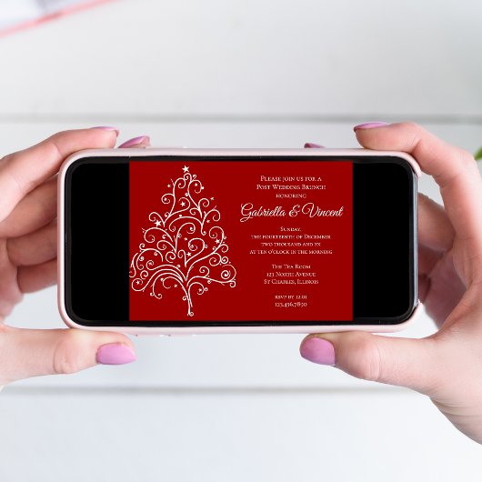 Rode Kerstboom Winter Brunch Uitnodiging na de Tro