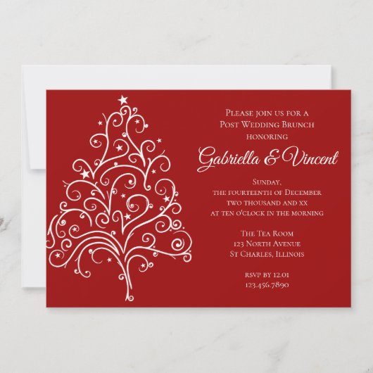 Rode Kerstboom Winter Brunch Uitnodiging na de Tro (Voorkant)