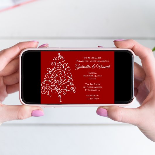 Rode kerstboom Winter Engagement Kaart