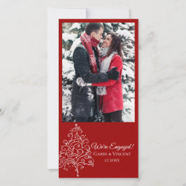 Rode Kerstboom Winter Verloving Aankondiging