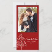 Rode kerstboom Winter Weddenschap Save the Date (Voorkant)