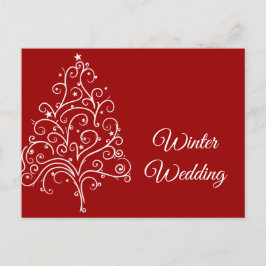 Rode kerstboom Winter Weddenschap Save the Date Aankondigingskaart