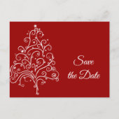 Rode kerstboom Winter Weddenschap Save the Date Aankondigingskaart (Voorkant)