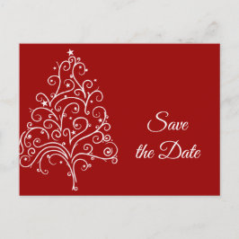 Rode kerstboom Winter Weddenschap Save the Date Aankondigingskaart