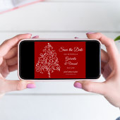 Rode kerstboom Winter Weddenschap Save the Date Kaart